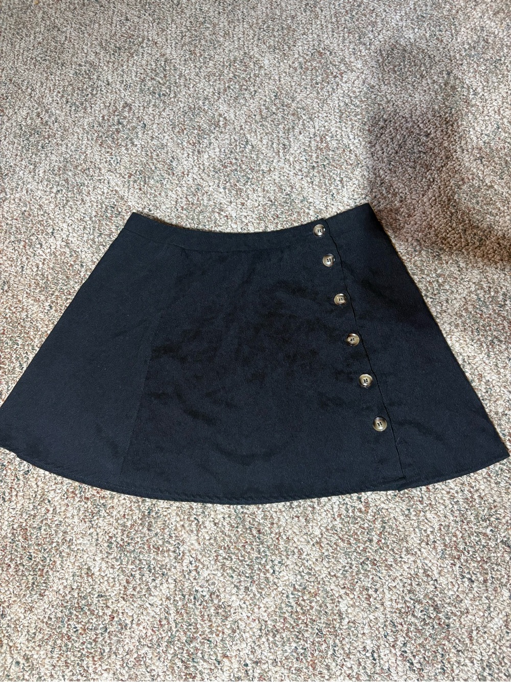 Black Faux Suede A-Line Mini Skirt Women's Size XL Side Button Accent